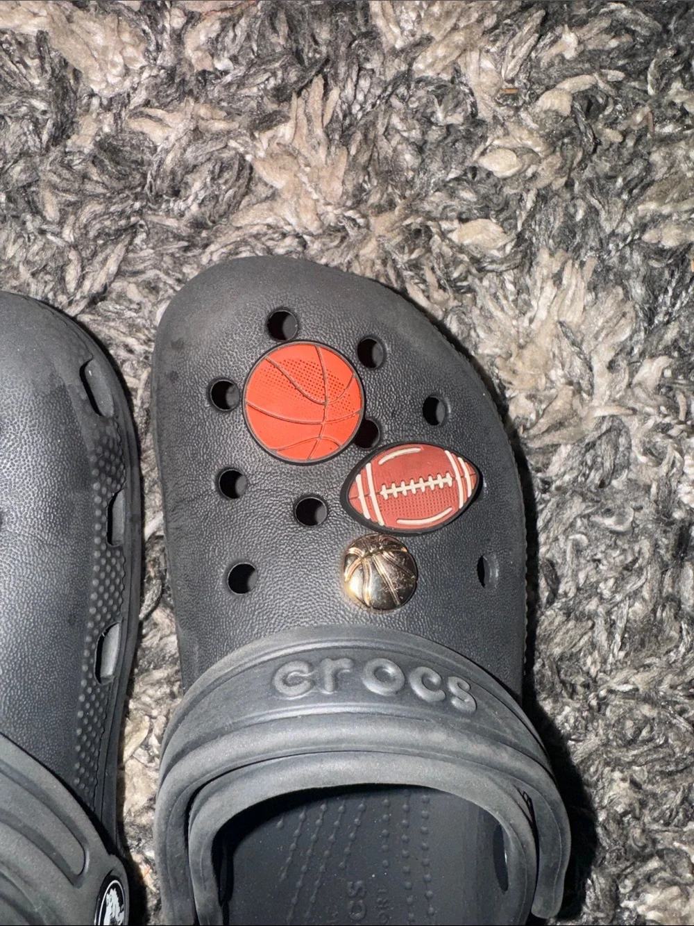 CROCS Kids Black Clogs with Sports Jibbitz